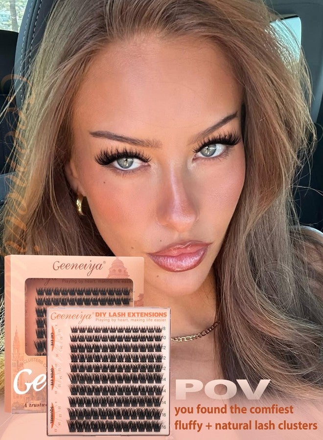 Geeneiya Fluffy Lash Clusters 8-16mm, Natural 3D Fluffy Effect Eyelash Clusters, C Curl DIY Cluster Eyelash Extensions for Salon-Like Lashes at Home - Image 2